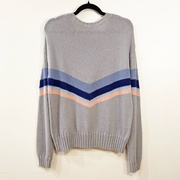 New Rails Perci Wool Alpaca Blend Chevron Stripe Sweater Grey Lakeside L $188 - Picture 4 of 8
